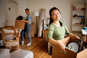 woman moving in to house